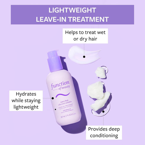 FUNCTION OF BEAUTY Wavy Hair Leave In Conditioner Treatment Base, 7 oz Each (2-Pack) - Sulfate-Free, Provides Wave Definition, Glossy Shine and Sm...