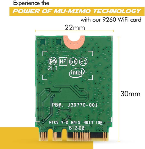 AC 9260 802.11ac M.2 Bluetooth 5.1 Legacy Network Card | WiFi 5 up to 1.73Gbps, MU-MIMO | Compatible with Intel, AMD, Linux & Windows 10/11 | 9260...