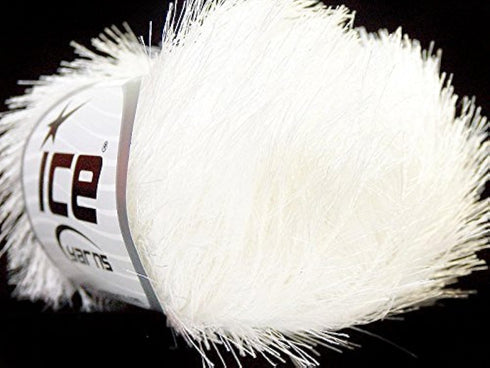 Optical White Eyelash Yarn Ice Bright, Bright Solid White Fun Fur 22744 82 Yards......