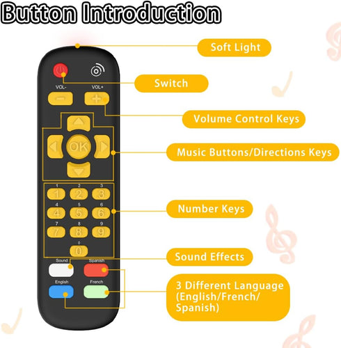 Baby TV Remote Control Toy with Light and Sounds, Kids Musical Early Education Learning Realistic Toddler Remote Toys for Preschool Infant Toddler...