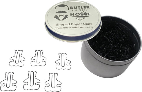 100 Count Bear Shaped Paper Clips Great for Paper Clip Collectors or Office Gift - Comes in Round Tin with Lid and Gift Box (Black)...