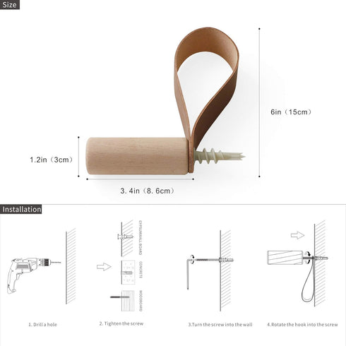 XAOMLP Wooden Coat Hooks Wall Mounted Vintage Single Organizer Hangers, Handmade Craft Hat Rack 3pcs...