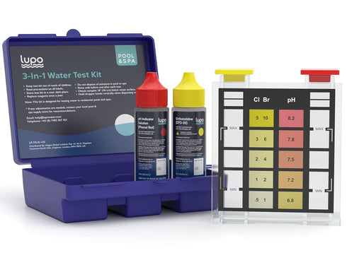 Lupo 3-in-1 Water Test Kit for Swimming Pools & Spas | Water Chemical Test Kit for pH, Total Chlorine and Total Bromine...