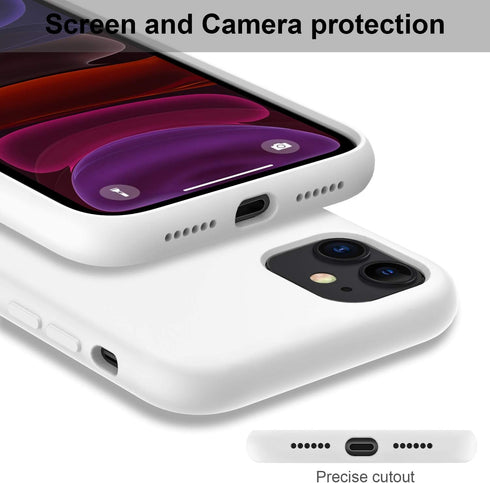 DEENAKIN Compatible with iPhone 11 Case with Screen Protector, Silicone Gel Rubber Bumper Cover,Slim Fit Shockproof Protective Phone Cover White...