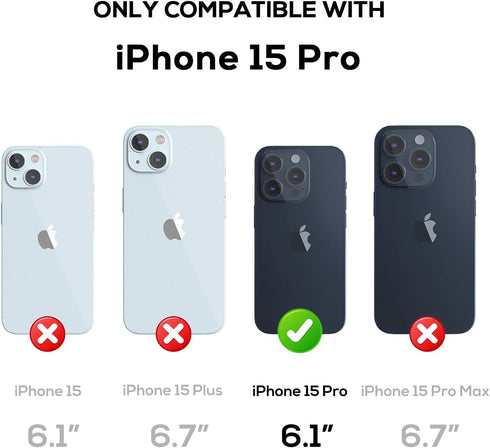 for iPhone 15 Pro Case Waterproof 6.1'', Full Protective Dustproof Shockproof Phone Case with Screen Protector for Apple iPhone 15 Pro (Blue)...