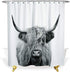 Cow Shower Curtain - White Shower Curtains for Bathroom Decor, Black and White Gray 3D Art Print (72x84,Grey Highland Cow)...