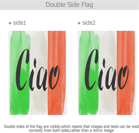 Word Ciao and Flag Of Italy Garden Flag 12 x 18 inch Vertical Double-Sided Printed Outdoor Yard Decor Banner...