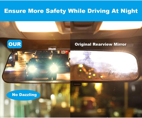 Kitbest Rear View Mirror, Universal Clip On Rearview Mirror, Wide Angle Mirror, Interior Rear View Mirror, Anti Glare Rearview Mirror, Blue Tint C...