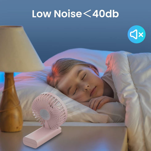 Handheld Fan, Portable Fan with USB Rechargeable Battery, 3 Adjustable Speed personal fan Desk Table fan with Base, Lightweight Makeup Fan for gir...