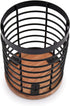 Black Iron Kitchen Utensil Holder with Acacia Wooden Base Round Flatware Storage for Countertop (4.5" x 4.5" x 6")...