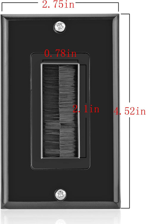 Brush Wall Plate Decora Style, Cable Pass Through Faceplate Insert for Wires, Single Gang Cable Access Strap, Wall Socket for HDTV, HDMI, Wall Cab...