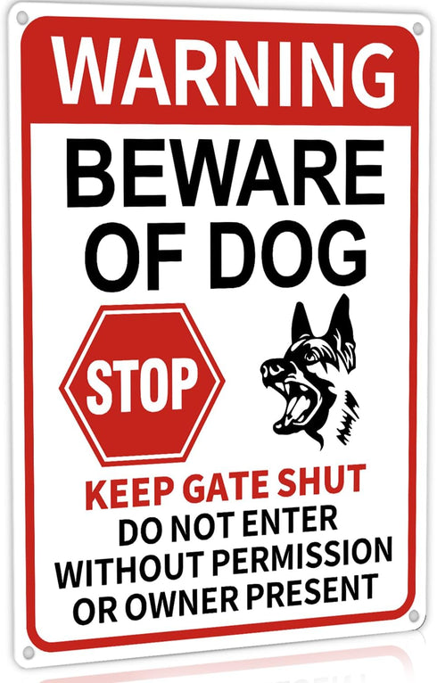 Beware of Dog Signs for Fence, 13"x9.9" Do Not Enter Sign, Reflective Tin Sign Great for Home Garden Fence Door Wall Decor...