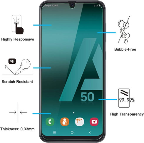 NEW'C [3 Pack Designed for Samsung Galaxy A50 (SM-A505F) Screen Protector Tempered Glass, Case Friendly Anti Scratch Bubble Free Ultra Resistant...