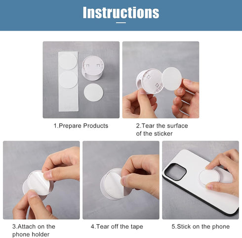 65 Pieces Sublimation Phone Holders Collapsible Phone Grip Holder Adhesive Finger Phone Stand Brackets with Double-Sided Tape for Most Smartphones...