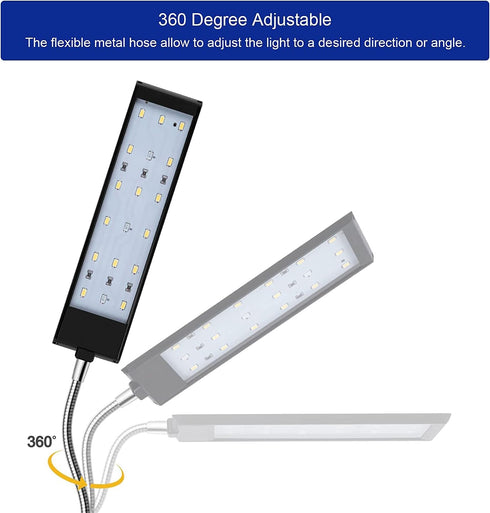 Aquarium Lights for Fish Tank Clip on LED Fish Tank Light for 5-10 Gallon Fish Light for Tanks with White and Blue LEDs 7W...