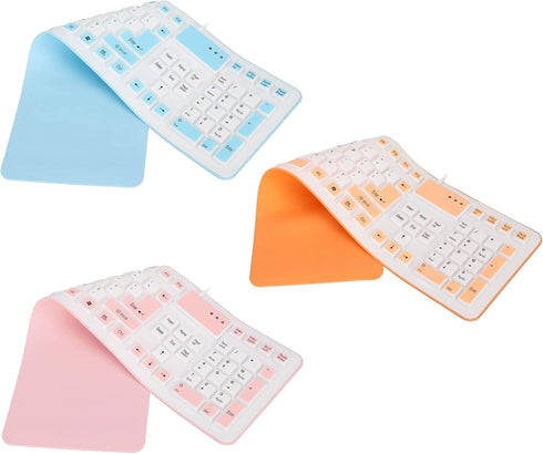 Foldable Silicone Keyboard, 106 Keys USB Wired Waterproof Rollup Keyboard Portable Silent Ergonomic Keyboard for PC Notebook Laptop()...