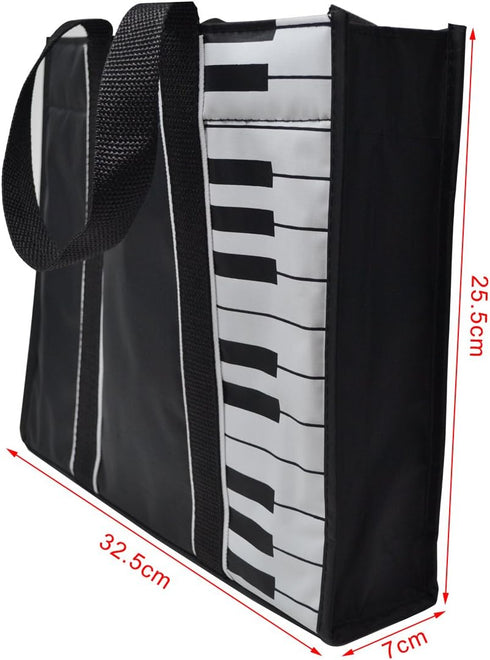 Piano Keys Music Tote Bag With 5mm sponge Waterproof Oxford Cloth Handbag Shopping Bag with Magnetic Snaps Buckle...