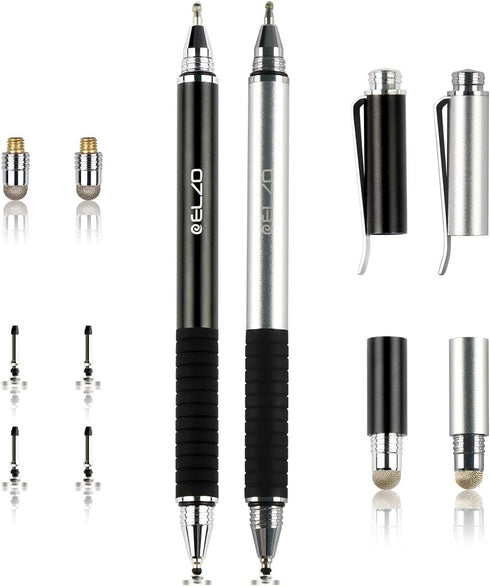ELZO 3 in 1 Stylus, Disc Stylus Touch Screen Pens and Gel Pen Combo, 2 Pcs with 6 Replacement Tips for All Touch Screens Tablets and Cell Phones, ...
