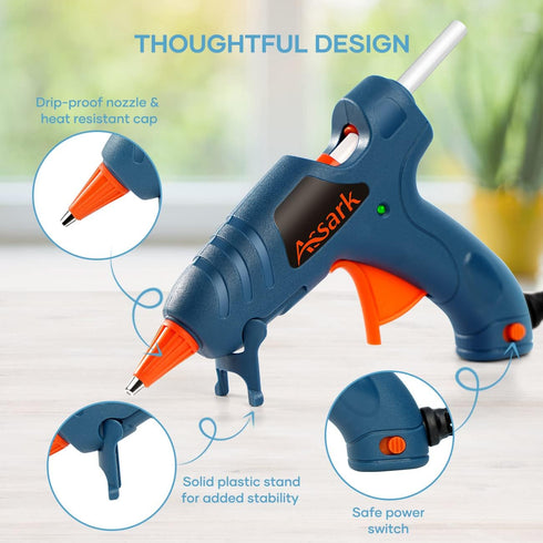 Glue Gun, Fireproof Mini Hot Glue Gun Kit with 30 Glue Sticks for School Crafts DIY Arts Quick Home Repairs, 20W (Green)...