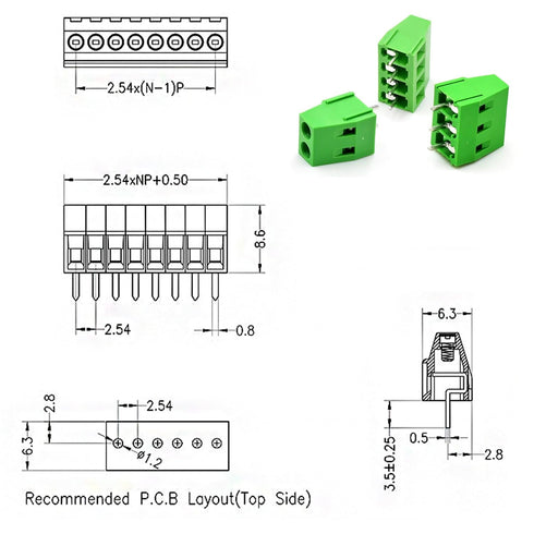 70PCS 2P 3P 4P 2.54mm/0.1inch Terminal Block Connector, PCB Mount Screw for Arduino and Home Electronics Projects 26-18AWG Cable...