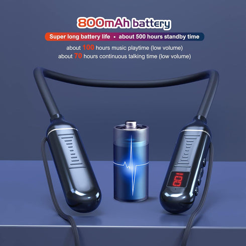 100 Hours Playtime Neckband Bluetooth Headphones with Digital Display, in Ear Wireless Earphones with Microphone, Game Mode, USB-C Fast Charging, ...
