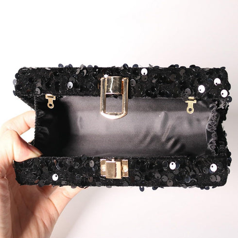 Small Sequins Clutch Purse Top Handle Evening Handbag Mini Square Shoulder Crossbody Bag...