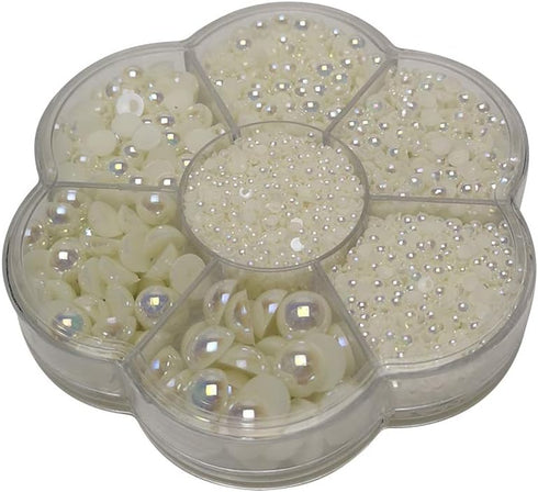 Chenkou Craft 3000PCS 1 Box Beige Round Flatback Imitation Half Pearls Bead Loose Beads Gem (Beige Half Ball)...