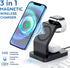 Magnetic Wireless Charger, 3 in 1 Wireless Charging Station Compatible with iPhone 15/14/13/12 Series, Watch Charger Stand for iWatch Ultra 2/9/8/...
