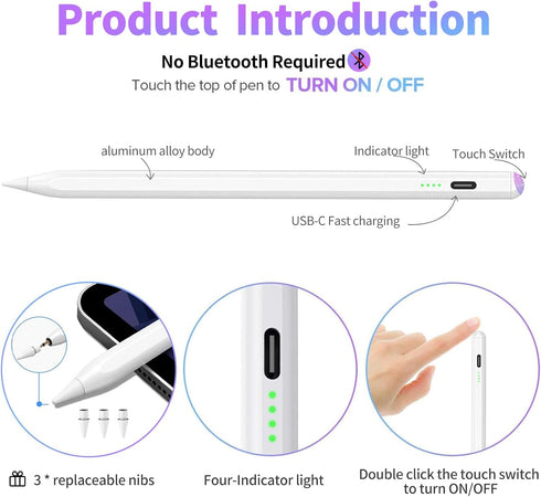 Stylus Pen for iPad, Mswinnie Fast Charge for iPad 10th Generation, Magnetic Pencil 2nd Generation for Apple iPad, Compatible with iPad Pro 11/12....
