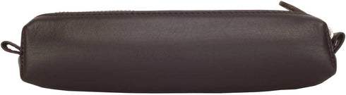 Italy Zippered Fountain Ballpoint Rollerball Pens and Pencils Case Holder Pouch Genuine Full Grain Soft Nappa Leather (Nappa Brown)...