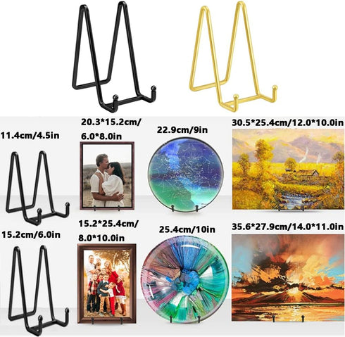 2 Pack Plate Stands for Display - 4.5 Inch Metal Square Wire Plate Holder Display Stand Picture Frame Stand Holder Easel for Book, Decorative Plat...