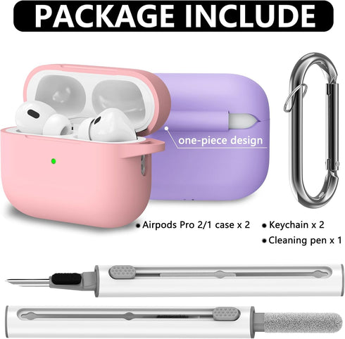 2 Pack AirPod Pro Case Cover with Cleaner Kit,Soft Silicone Protective Case for Apple AirPod Pro 2nd/1st Generation Case for Women Men,AirPods Pro...