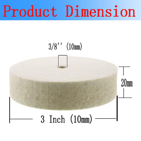 Luo ke 5 Pcs 3'' Compressed Wool Polishing Wheel, 3/8 Inch Arbor Hole Wool Felt Buffing Wheels for Bench Grinder or Die Grinder etc...