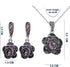 Vintage Black Crystal Geometric Rose Flower Necklace Earrings Fashion Jewelry Sets Christmas Day Gifts...