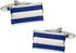 Versatile 2 Bar Blue and Silver Enamel Cufflinks with Presentation Box...