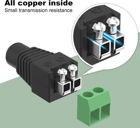 VCE 12V DC Power Connector, 5.5mm x 2.1mm DC Power Plug, 5 Pcs Male and 5 Pcs Female DC Connectors for LED Strip, CCTV Security Camera, Outdoor Ca...