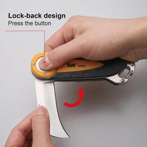 Folding Linoleum Flooring & Roofing knife with Hawkbill Blade, Lock-back Electrician Knife for Wire and Cable Stripping...