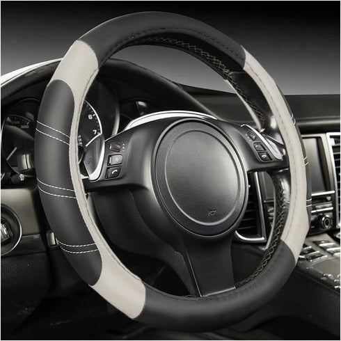 Car Steering Wheel Cover, Universal 15 Inch, Elastic Microfiber Leather Sporty Auto Steering Wheel Protector, Non Slip & Breathable, Car Interior ...