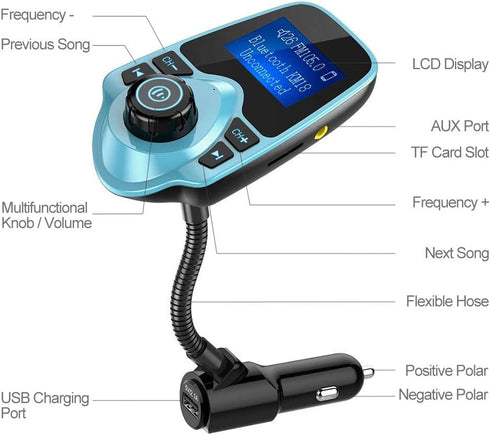 Nulaxy Bluetooth Car FM Transmitter Audio Adapter Receiver Wireless Hands Free Car Kit W 1.44 Inch Display (F-Green)......