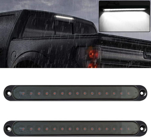 Smoked White 10" 15 LED Trailer Identification Light Led Reverse Backup Tail Light Bar Strip Truck Rear Side Marker Lights Waterproof...