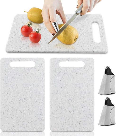 2Pcs Small Kitchen Cutting Board with Finger Guards Set Mini Plastic Cutting Board Set Dishwasher Safe for Camping Food Fruits Prep Vegetables Eas...