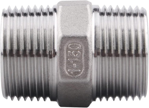 Hex Nipple 1 Inch Male NPT - DERPIPE Stainless Steel 304 Threaded Pipe Fitting for Brew Kit, Home Piping Application(Pack of 2)...