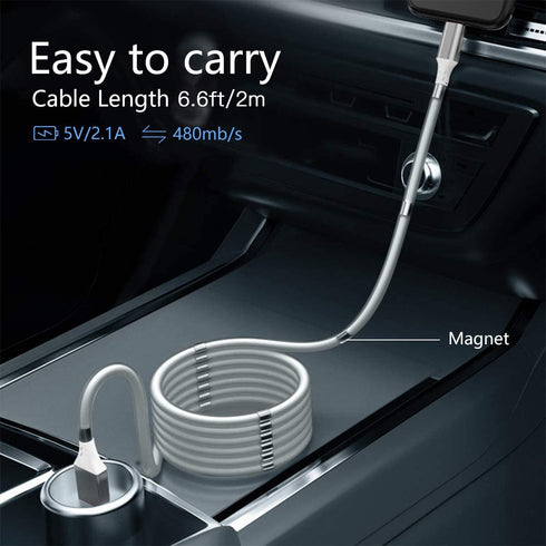 AICase Magnetic Charging Cable,(6.6 FT) Super Organized Charging Magnetic Absorption Nano Data Cable for Phone 14 13 12 11/XS/XS Max/XR/X/8/8 Plus...