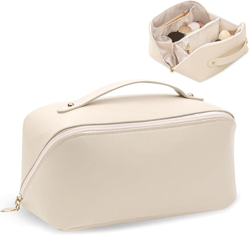 HBselect Travel Makeup Bag, Large Capacity Cosmetic Bags for Women,Waterproof Portable Pouch Open Flat Toiletry Bag Make up Organizer with Divider...