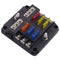 WUPP 12 Volt Fuse Block, Waterproof Boat Fuse Panel with LED Warning Indicator Damp-Proof Cover, 6 Circuits with Negative Bus Fuse Box for Car Mar...