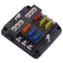 WUPP 12 Volt Fuse Block, Waterproof Boat Fuse Panel with LED Warning Indicator Damp-Proof Cover, 6 Circuits with Negative Bus Fuse Box for Car Mar...