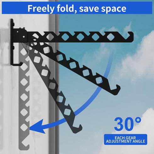 Wall Mounted Clothes Drying Rack, Wall Clothes Hanger Foldable, Laundry Hanger Hook for Bathroom, Wall Clothes Rack Indoor, Perfect for Small Spac...
