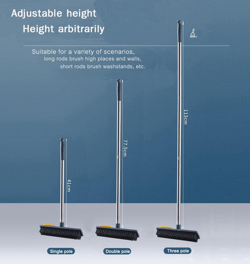 Floor Scrubbing Brush with Long Handle,Squeegee and Comb?Hard Bristle Sweeping Broom for Tiles,Cleaning Pet Hairs, Sofa, Window, Carpet, Bathroom ...