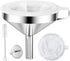 Kitchen Funnel for Filling Bottles, 304 Stainless Steel Food Funnels with Strainer and 200 Mesh Filter, Metal Funnel Set for Transferring Canning ...