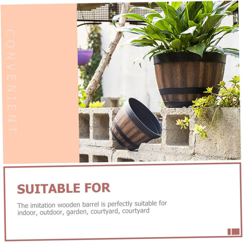 Outdoor Planter Home Cactus Indoor Style Garden Wooden Multi-Functional Flower Pots Bucket Wood Plant Bonsai Storage Round Whiskey Resin Container...